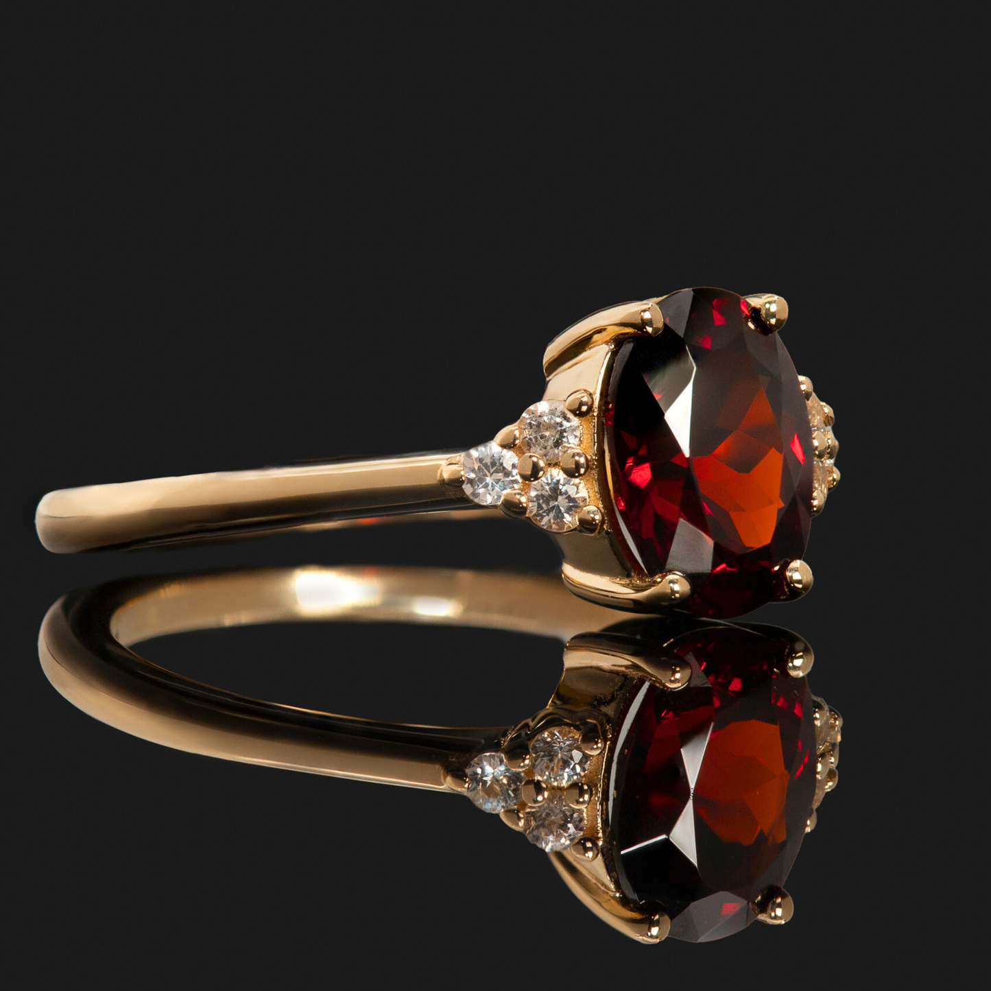 white sapphire red garnet 14k gold cremation ring