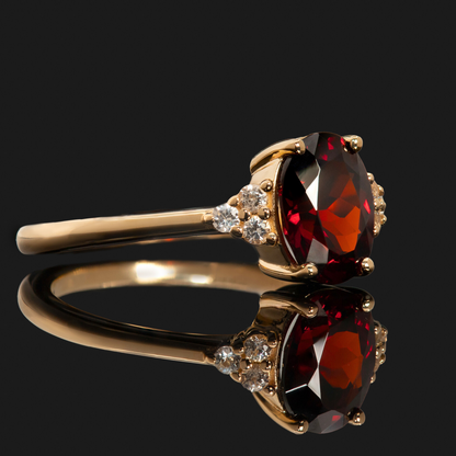 white sapphire red garnet 14k gold cremation ring