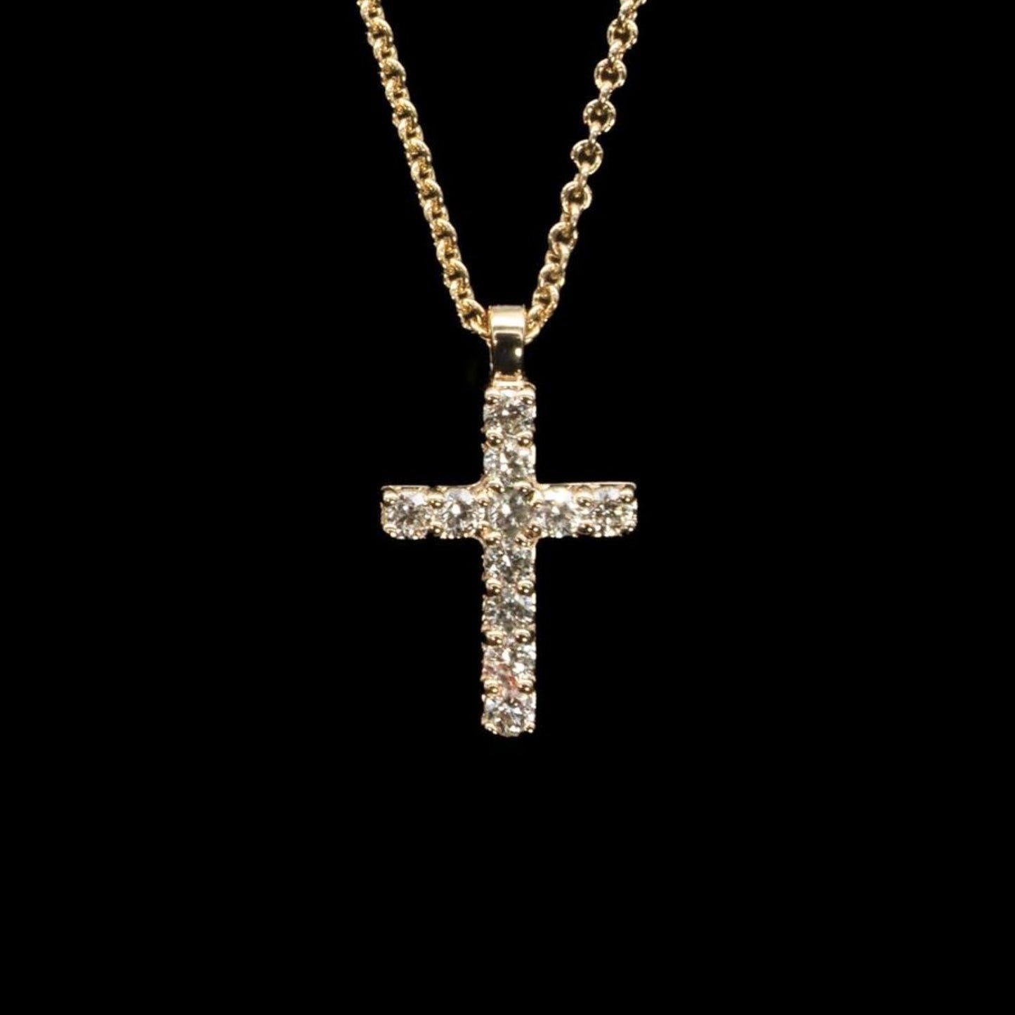 gold cross with diamond cremation necklace