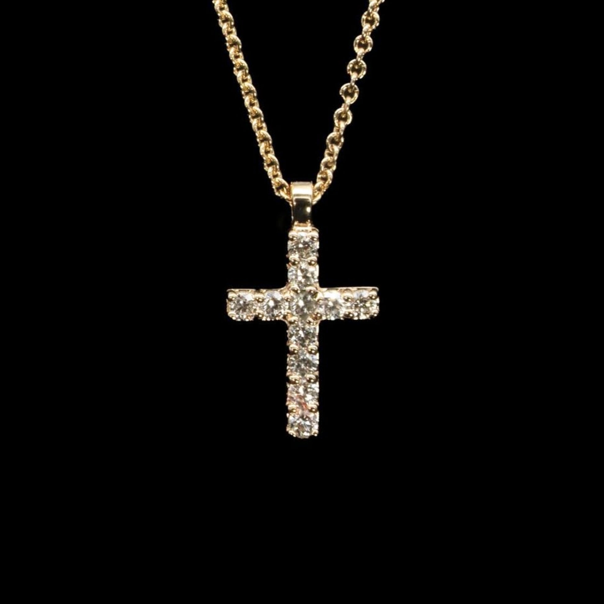 gold cross with diamond cremation necklace