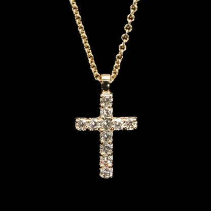 gold cross with diamond cremation necklace