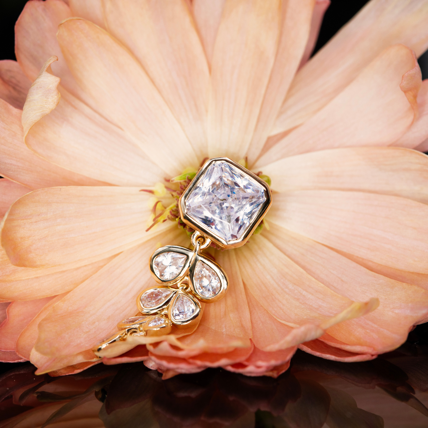 Floral diamond bridal earrings natural 3cts
