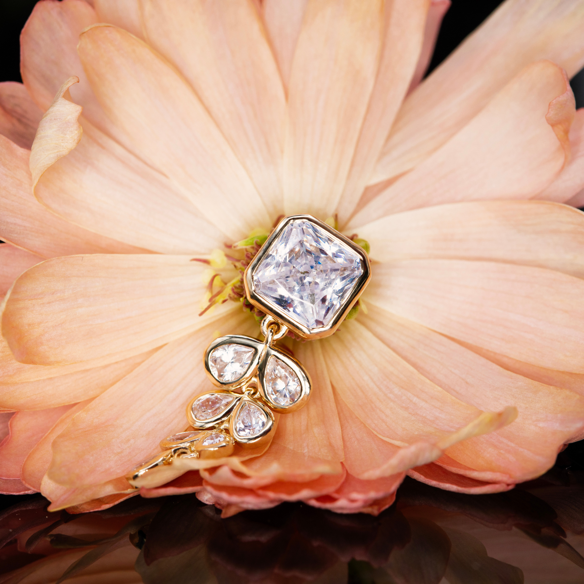 Floral diamond bridal earrings natural 3cts
