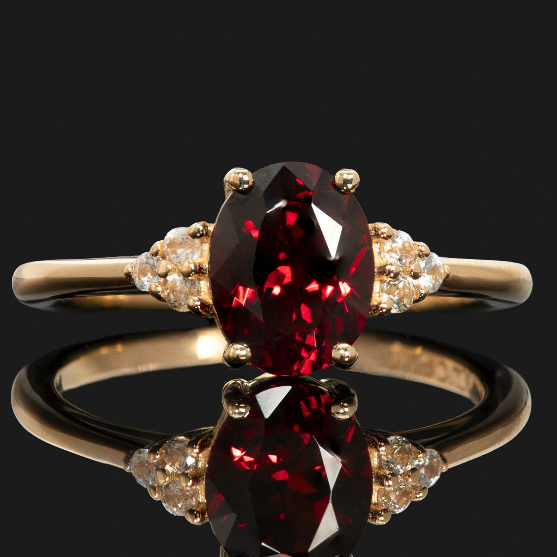 red garnet white sapphire 14k cremation ring
