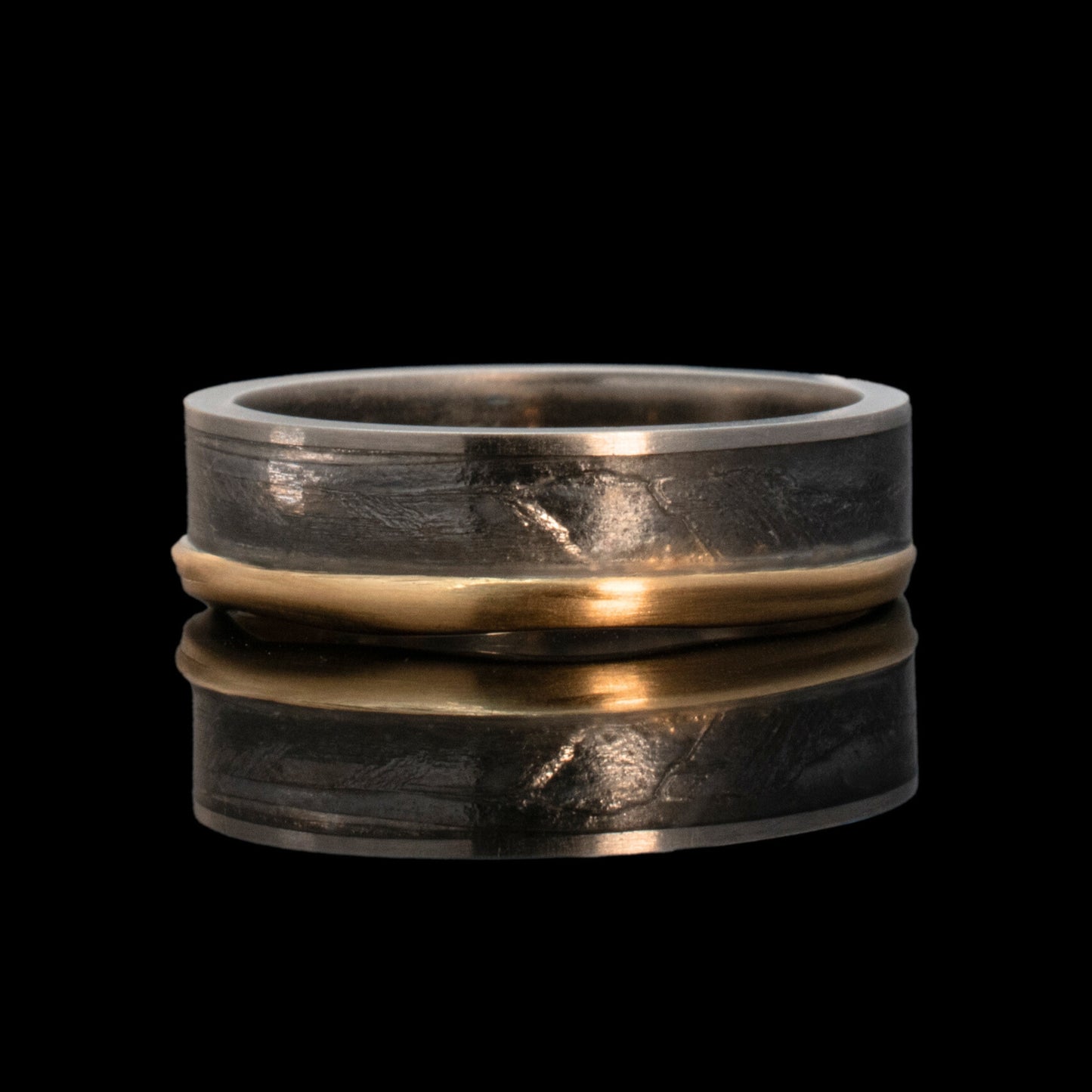 men's wedding band meteorite and gold