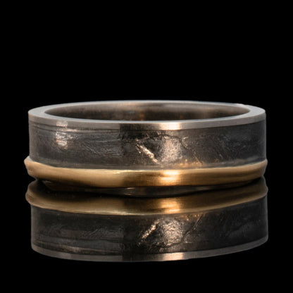 men's wedding band meteorite and gold