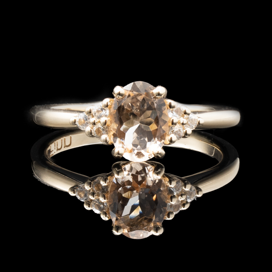morganite cremation ring with ashes