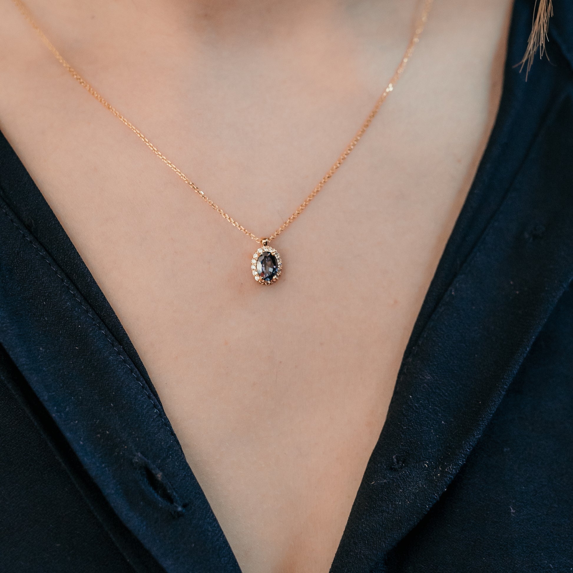 bespoke alexandrite and diamond necklace