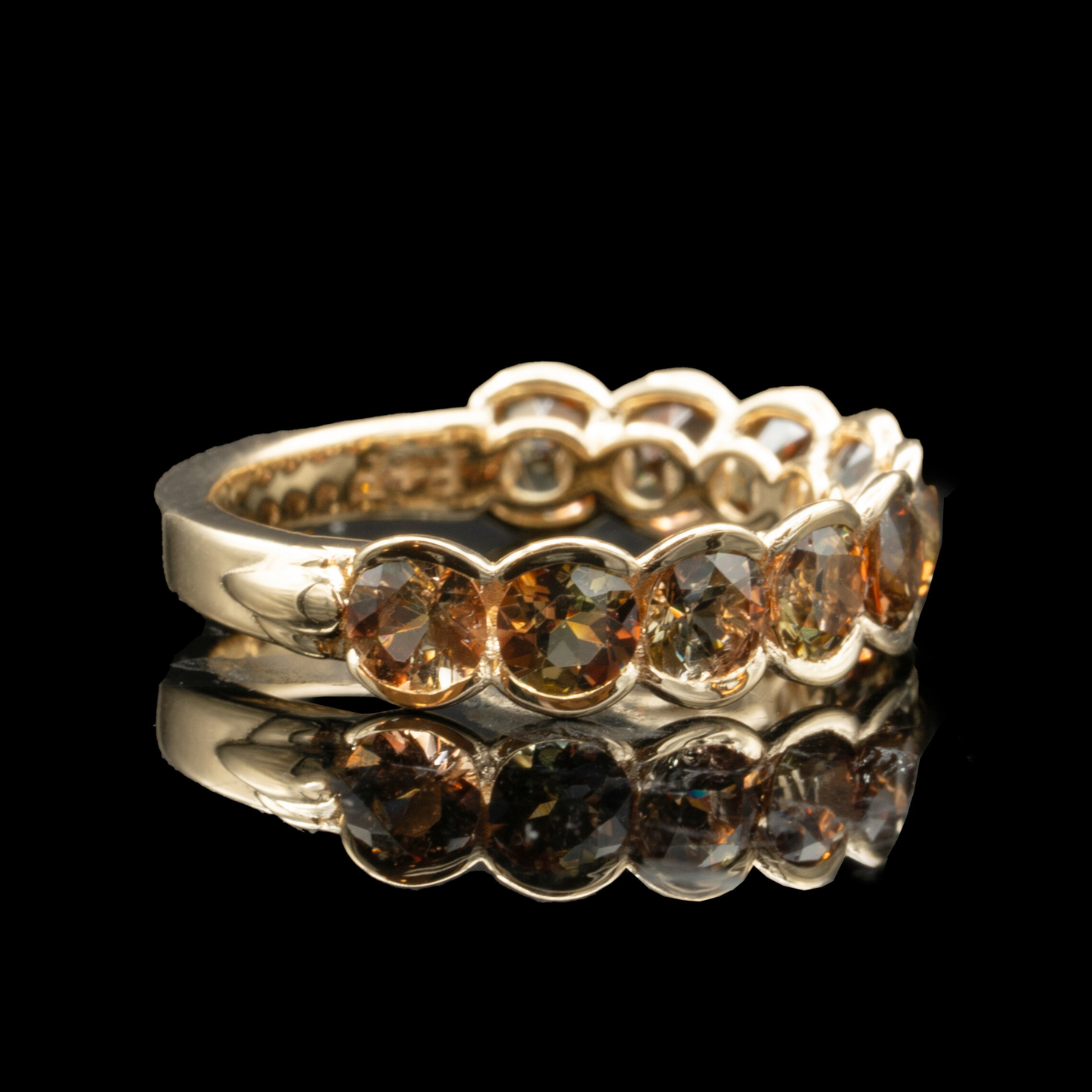 andalusite eternity ring in gold