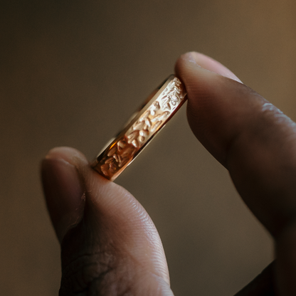 beveled edge mens rings in gold