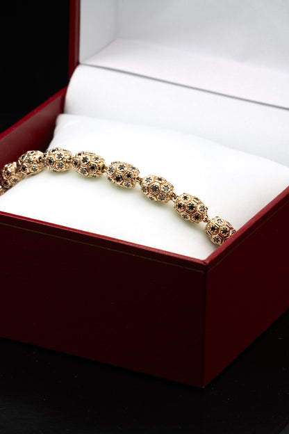 Men's Black Diamond Beaded Honeycomb Bracelet In Gold