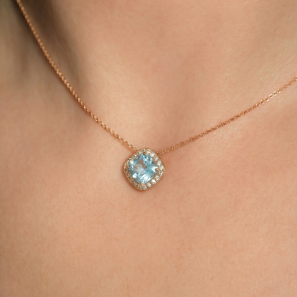 Memorial necklace, urn necklace aquamarine birthstone keepsake
