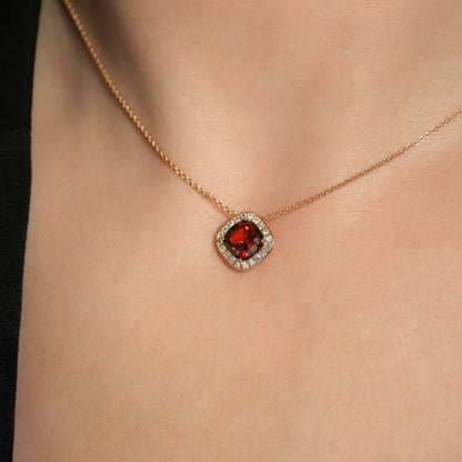 Garnet birthstone necklace with ashes. Urn necklace keepsake
