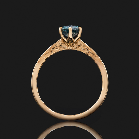 14k gold ring with floral engraving