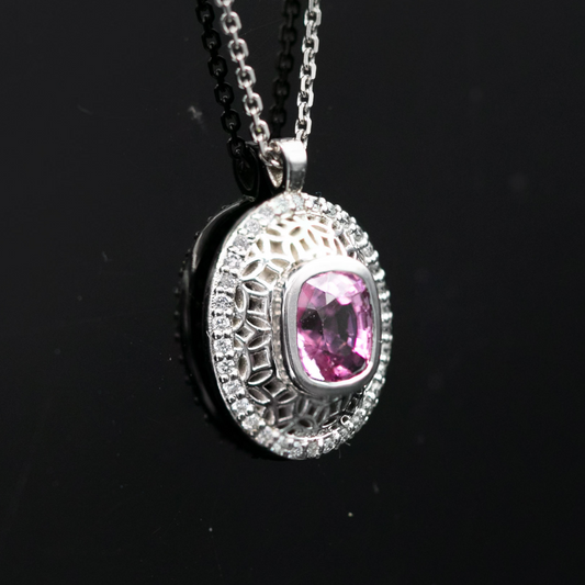 Floral pink necklace with spinel