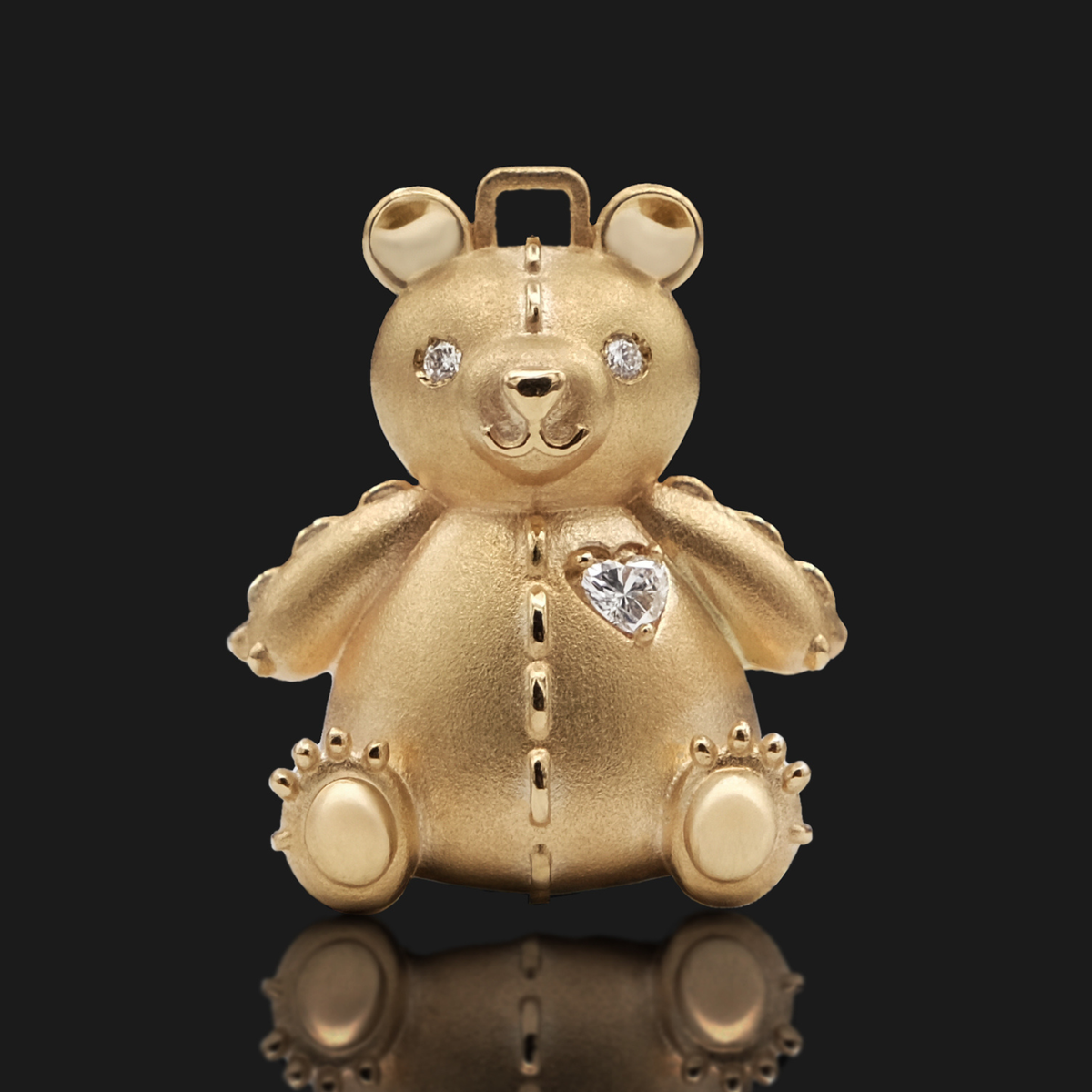 diamond heart teddy bear removable charm
