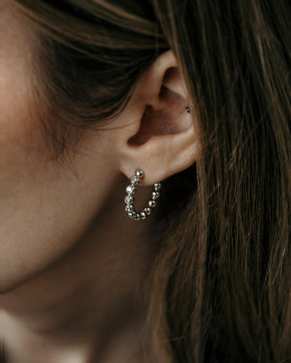 white gold hoops with diamonds medium size