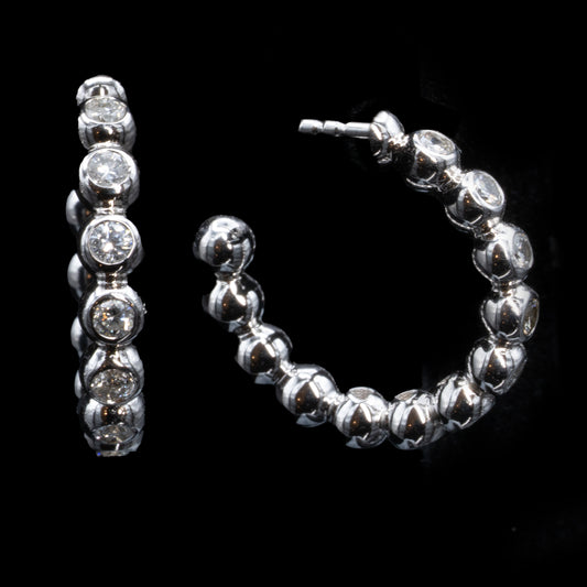 beaded diamond hoop earrings