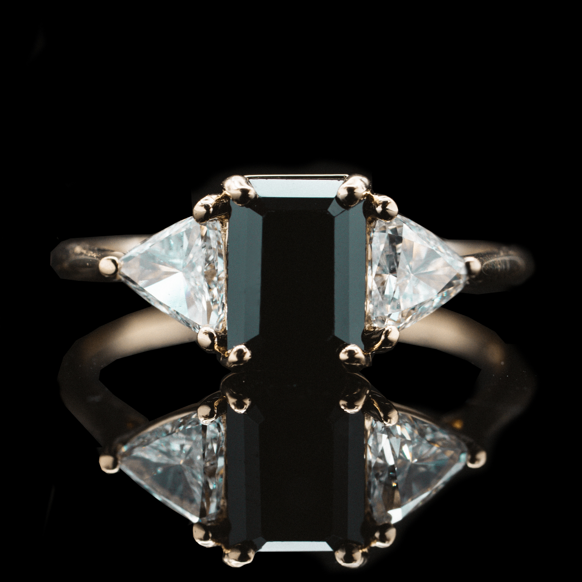 black sapphire and diamond yellow gold