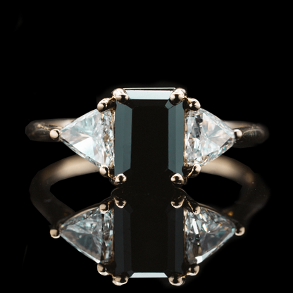 black sapphire and diamond yellow gold