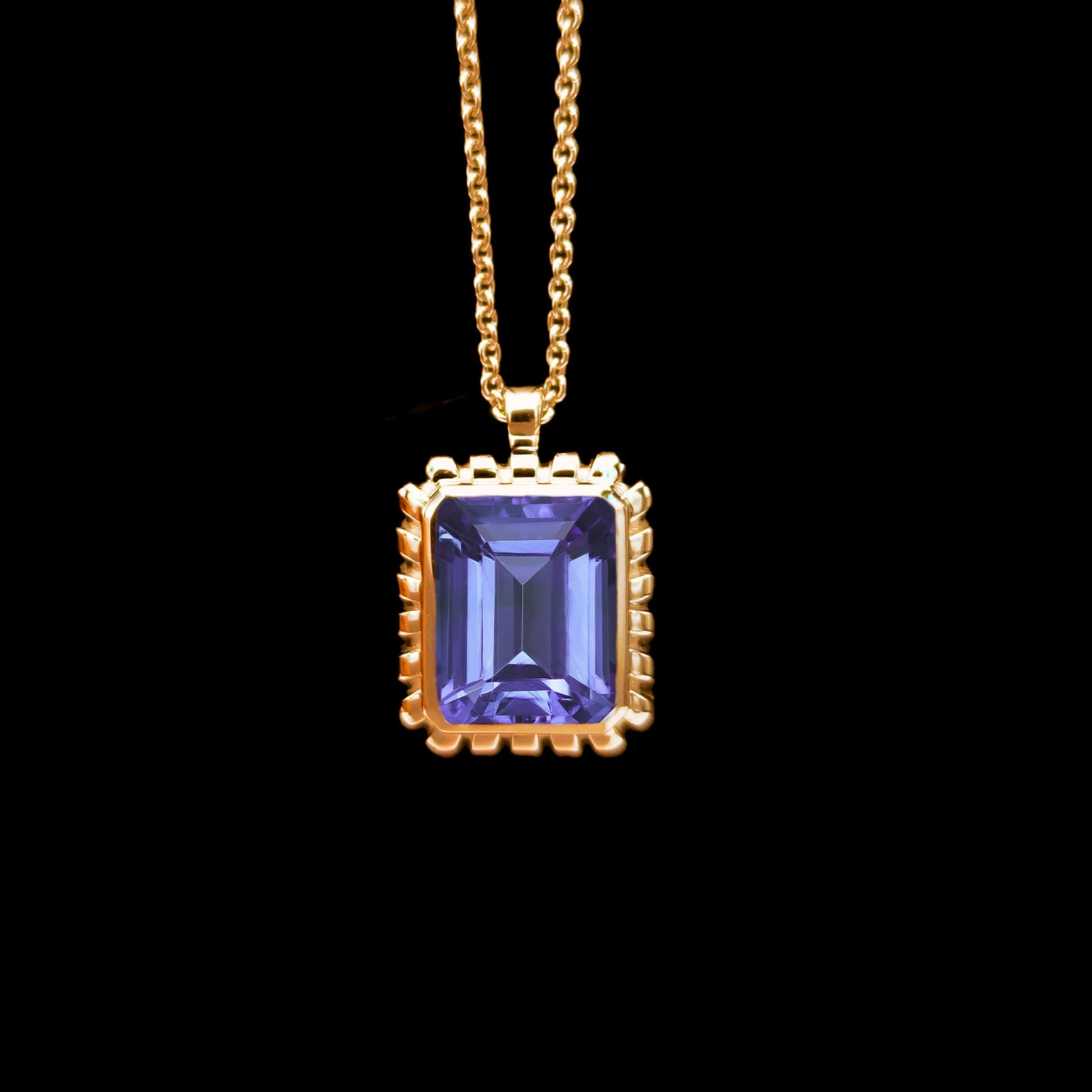 yellow gold birthstone necklace tanzanite december