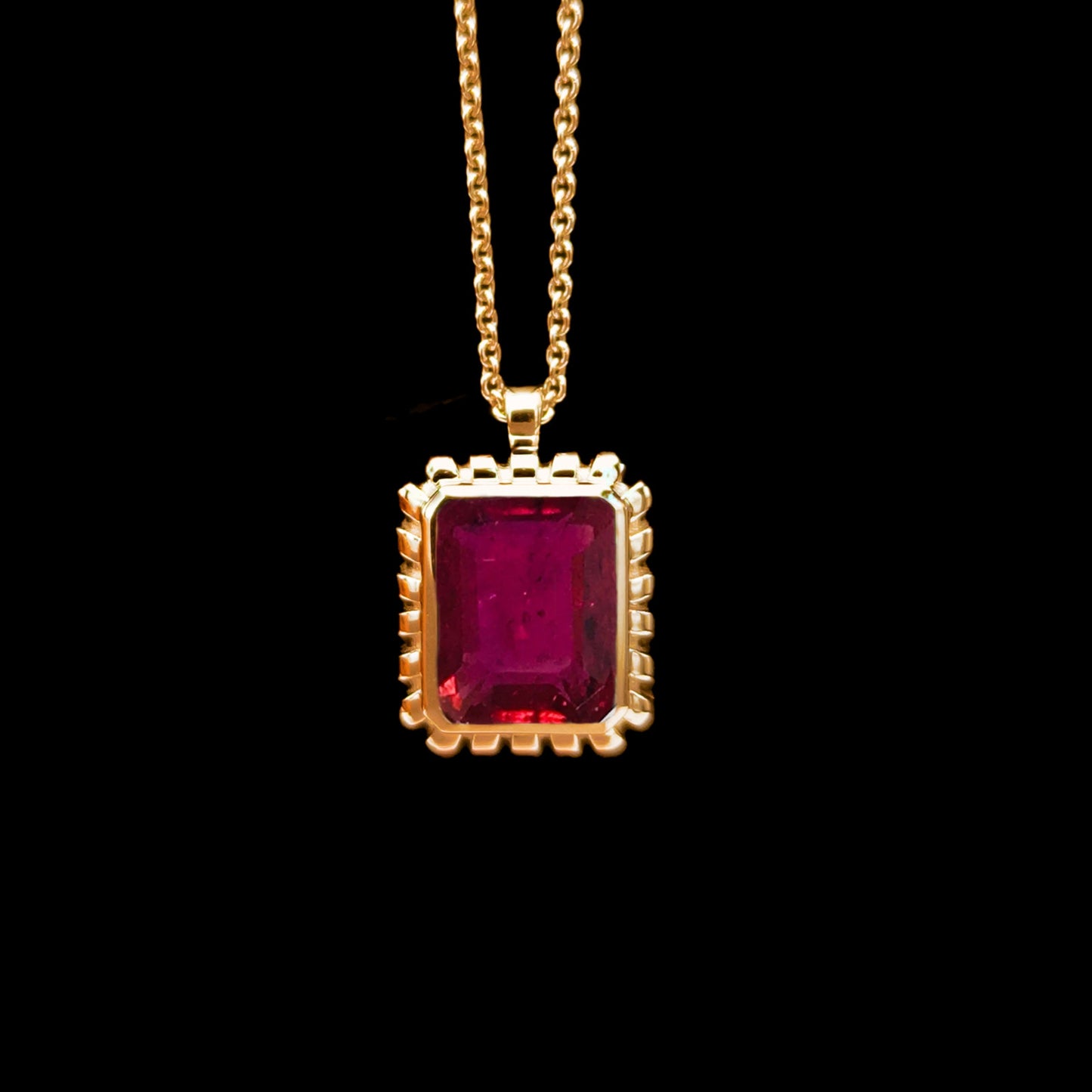 yellow gold necklace with ruby birthstone july 