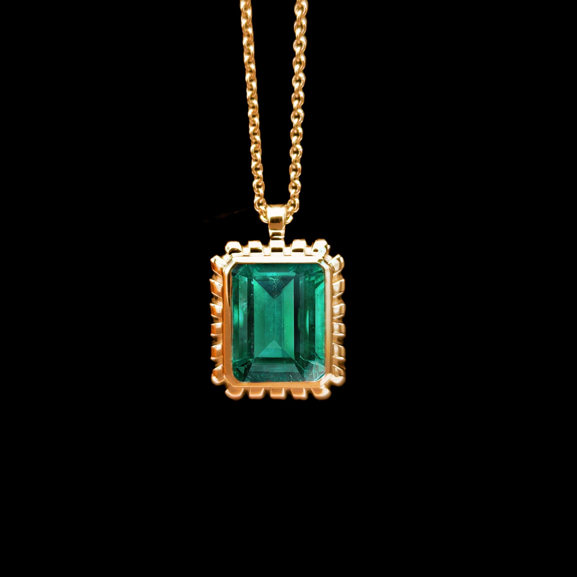 yellow gold necklace emerald may birthstone 