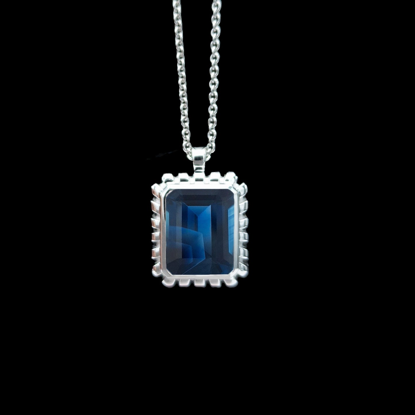 white gold sapphire birthstone necklace 