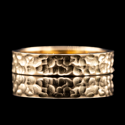 hammered wedding band for men in gold