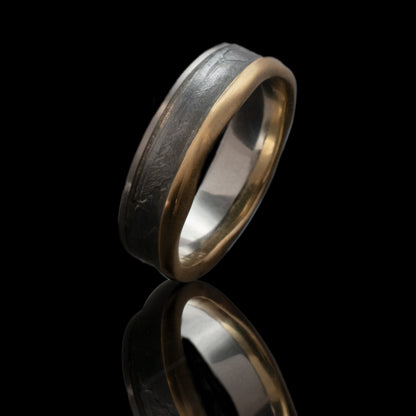meteorite men's wedding ring in platinum