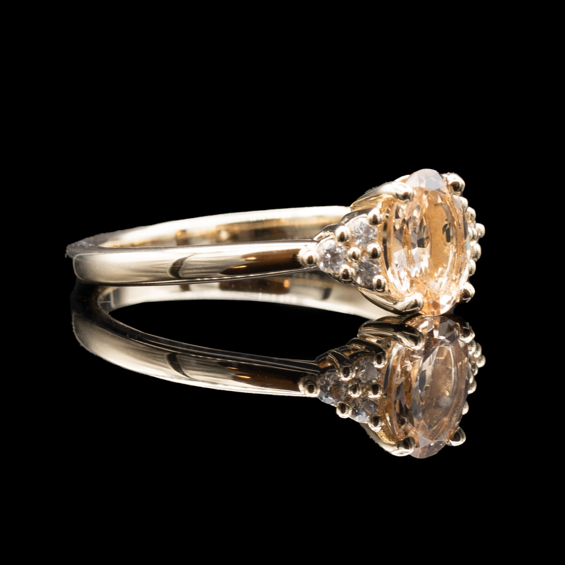 cremation ring with morganite and white sapphire