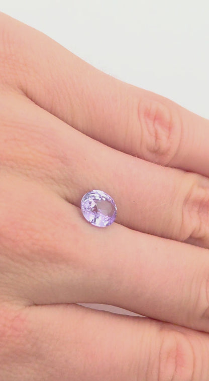 2.1ct lavender sapphire, oval shaped loose gemstone
