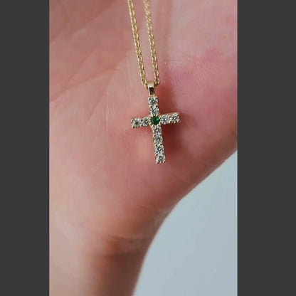 Cremation Jewelry Diamond incrusted cross 