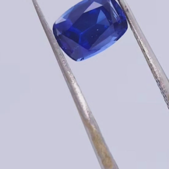 1.6ct Royal blue sapphire, elongated cushion cut, loose gemstone for engagement ring