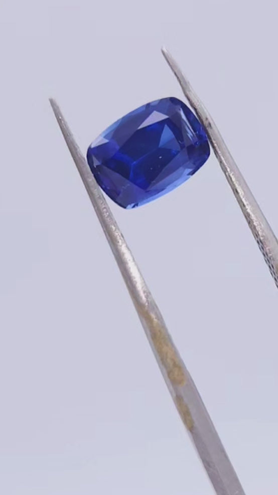 1.6ct Royal blue sapphire, elongated cushion cut, loose gemstone for engagement ring