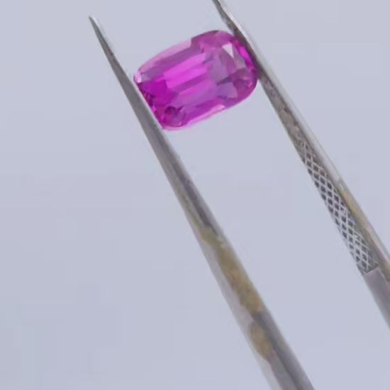 1.57ct intense pink saturated sapphire, elongated cushion cut