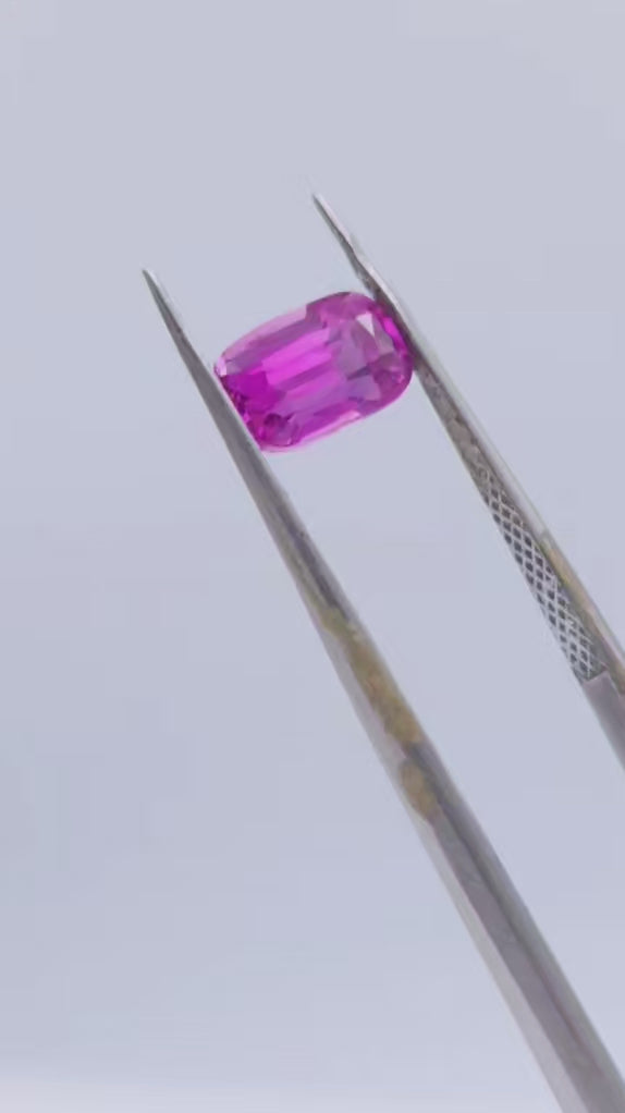 1.57ct intense pink saturated sapphire, elongated cushion cut