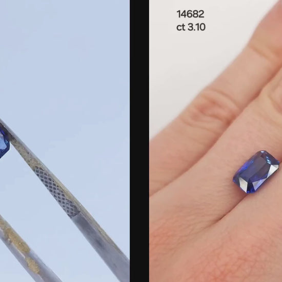 Radiant Cut natural blue sapphire 3 carat 