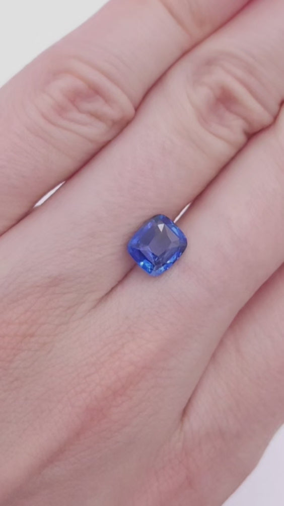 2.02ct royal blue sapphire elongated cushion cut, heat