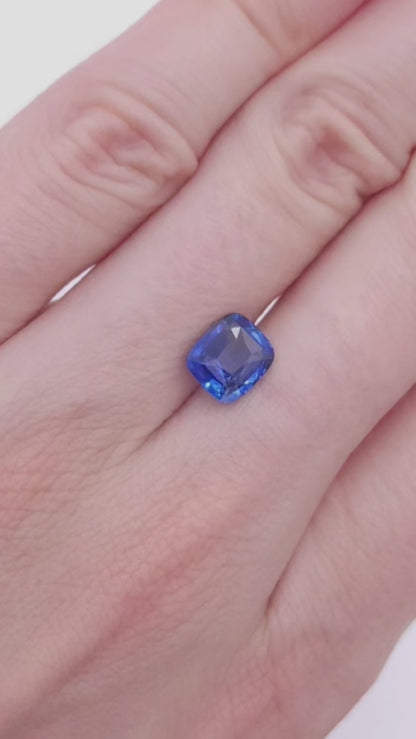2.02ct royal blue sapphire elongated cushion cut, heat
