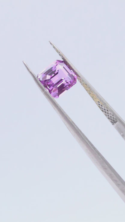 Pink purple emerald cut sapphire loose gemstone for sale, 1.5cts