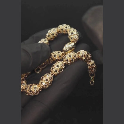 14k gold honeycomb men's luxury bracelet with black diamonds
