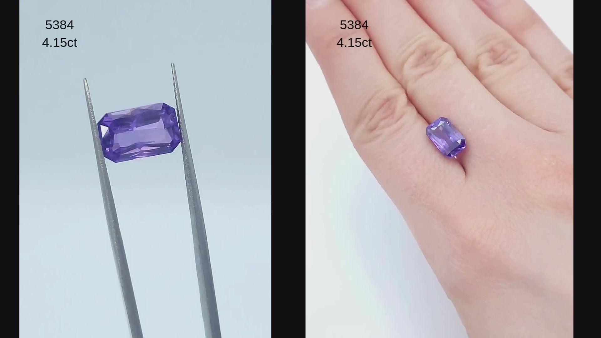 purple sapphire in an emerald cut