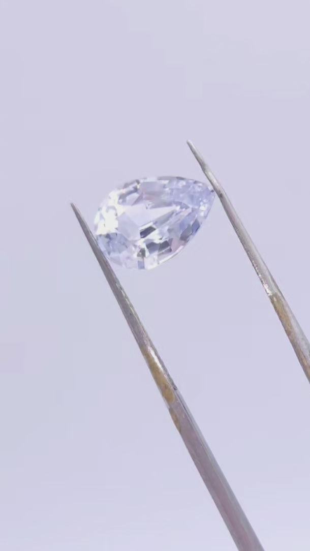 Pear cut light silver sapphire no heat, loose gemstones for sale