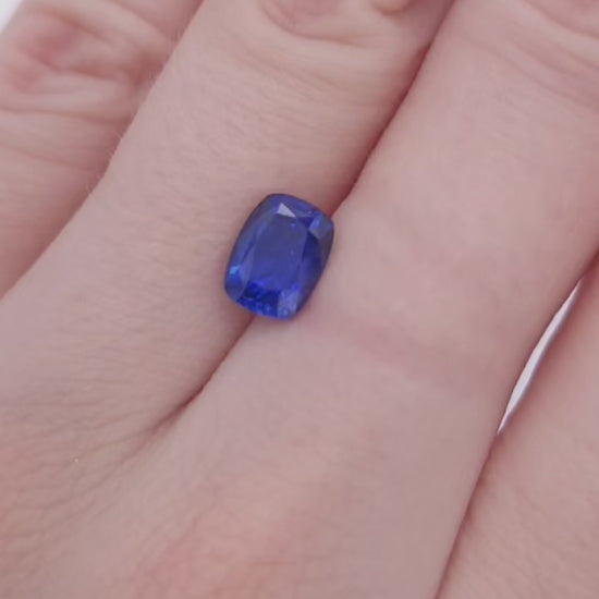 1.6ct natural royal blue sapphire gemstone, cushion cut 