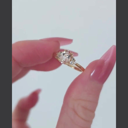 Cremation Ring With Ashes - Morganite & Sapphire