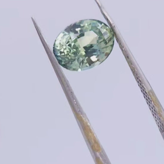 Natural green sapphire for sale, oval cut no heat
