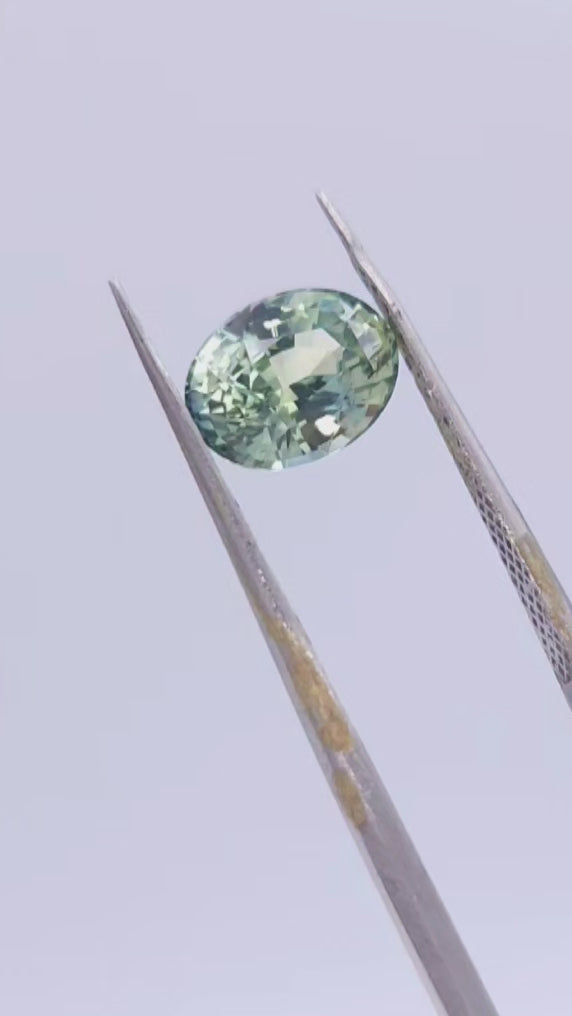 Natural green sapphire for sale, oval cut no heat