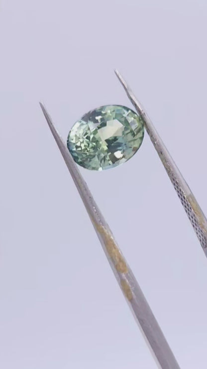 Natural green sapphire for sale, oval cut no heat