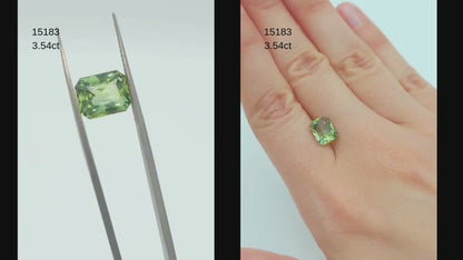 light green radiant cut sapphire gemstone for engagement rings